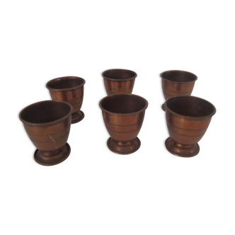 Lot of 6 egg cups in copper