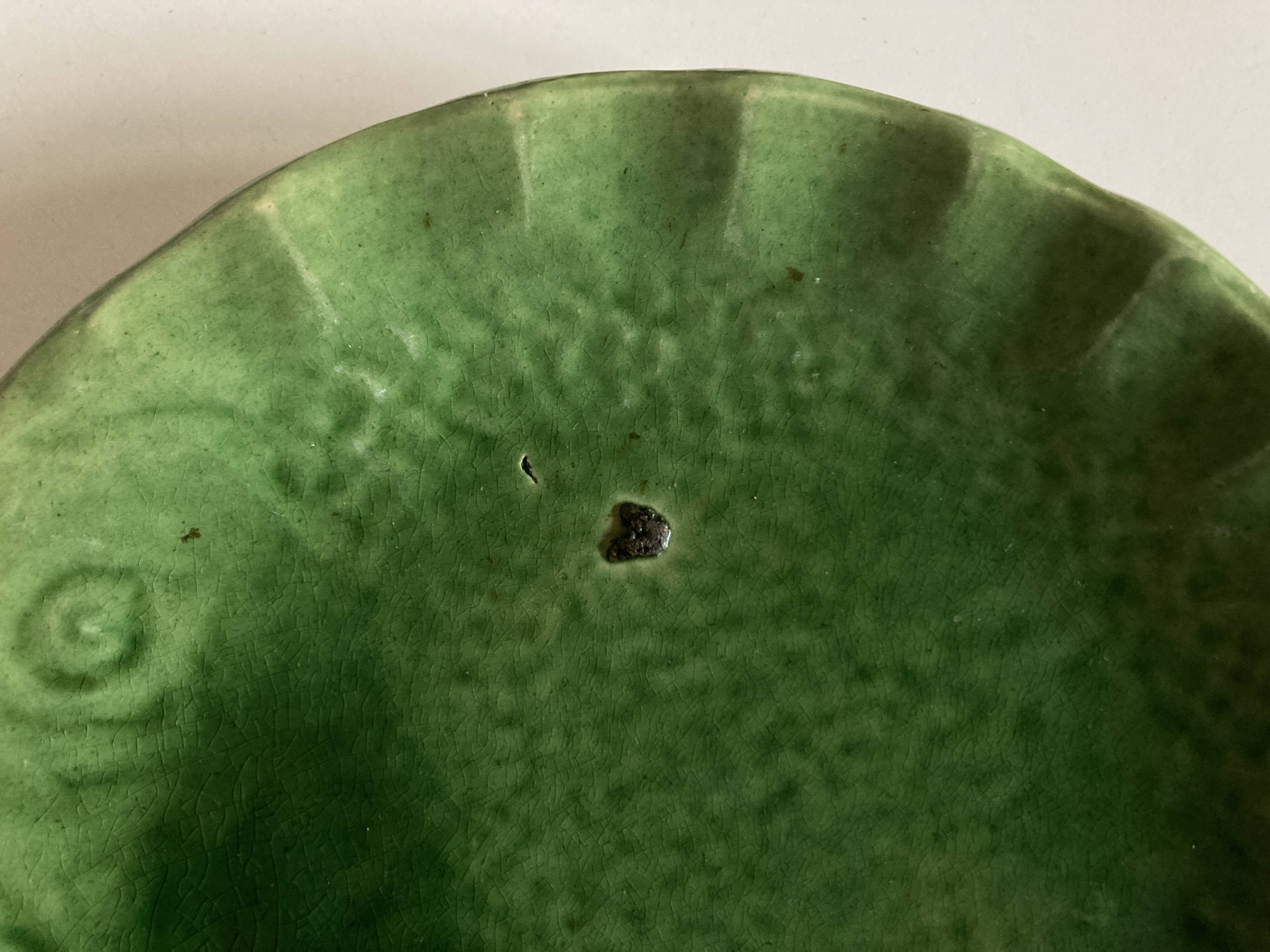 Aegitna deep dish in green glazed earthenware Fish Vallauris 1960