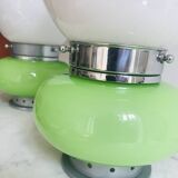 Paire de lampes de bureau en verre opalin