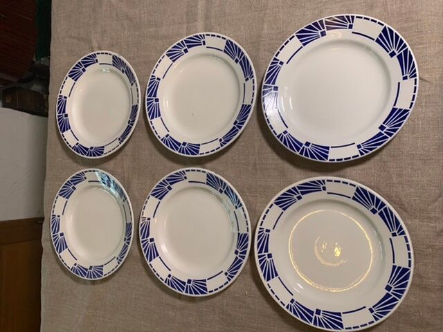 6 flat plates model Dombasles Sarreguemines France Art Deco