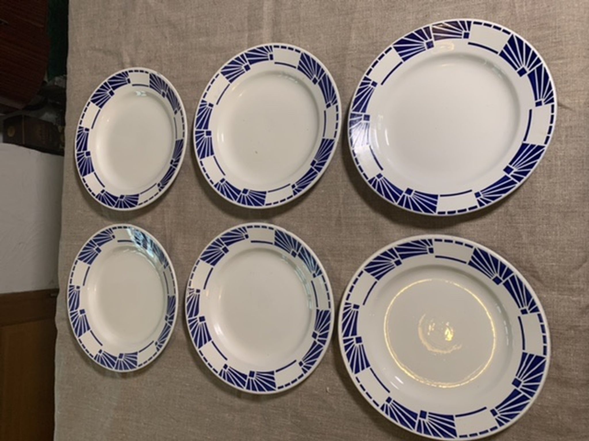 6 assiettes plates modèle dombasles sarreguemines france art déco