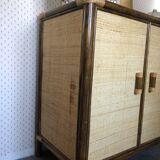 Vintage woven rattan sideboard
