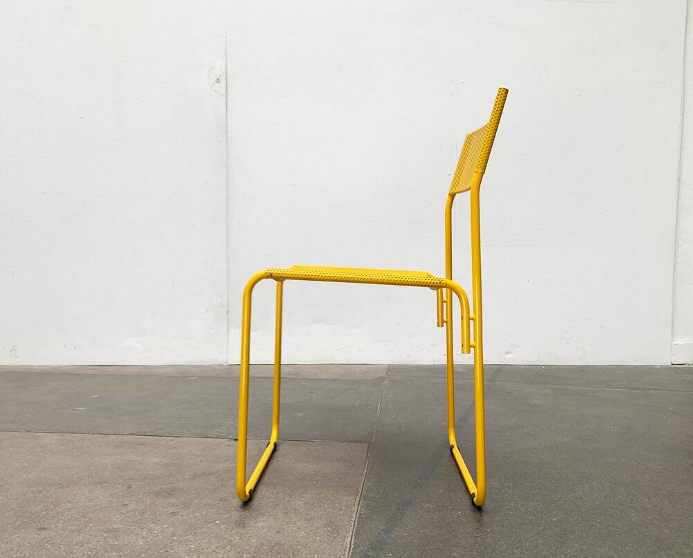 Italian perforated metal chair from the mid-century space age, 1960s.
