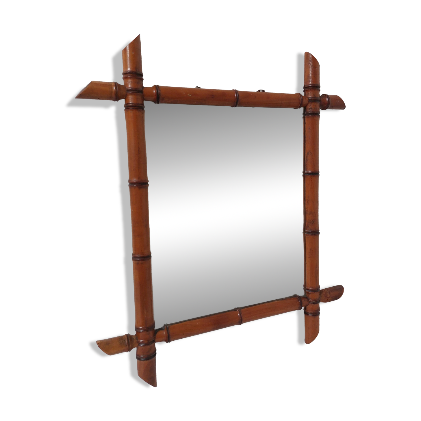bamboo mirror, vintage, 41 by 48cm