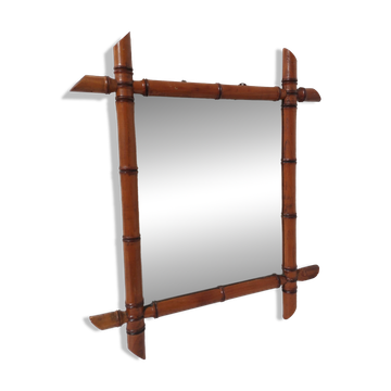 Miroir bambou, vintage, 41 par 48cm