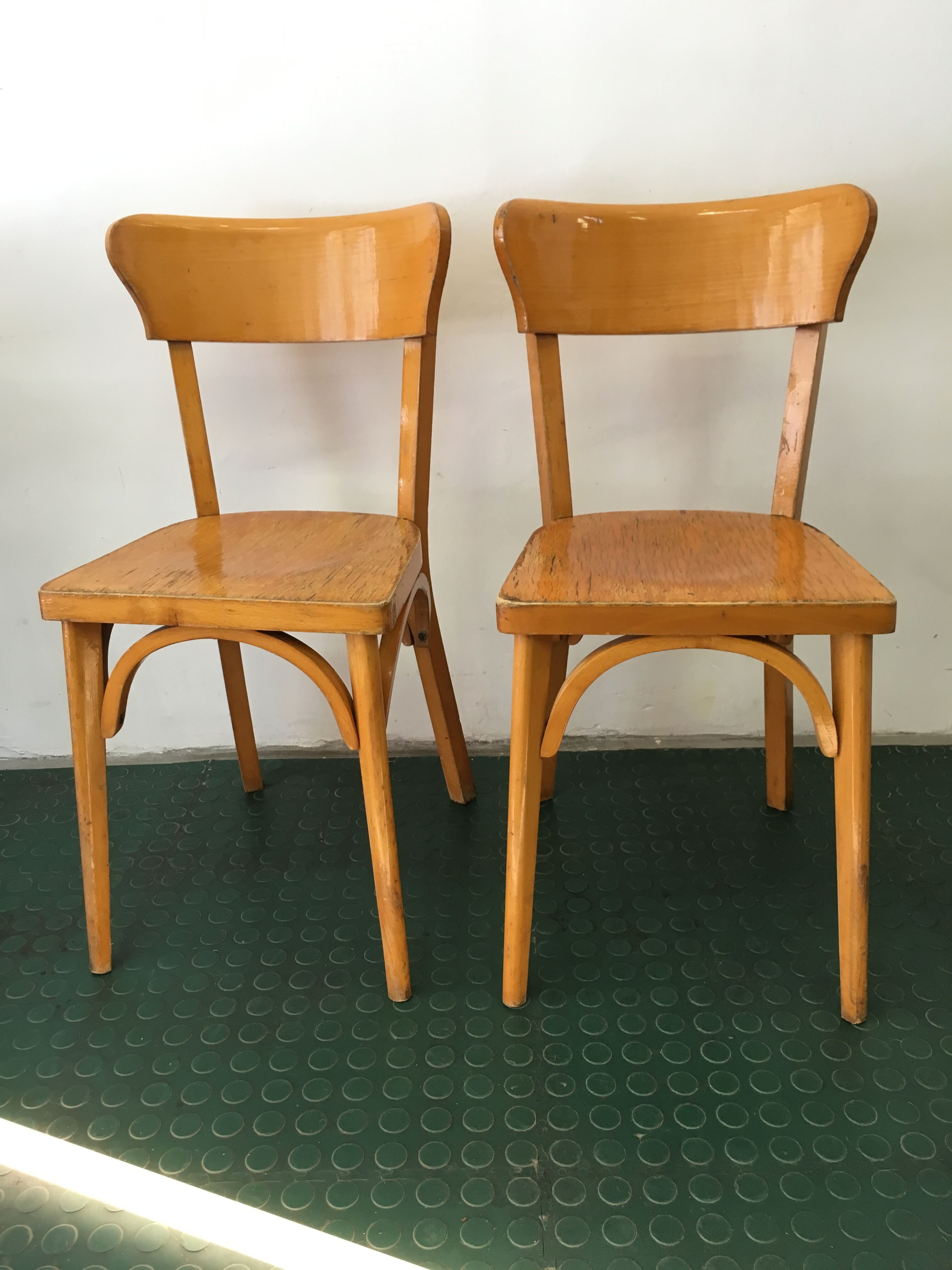Pair of chaises bistrot vintage wood