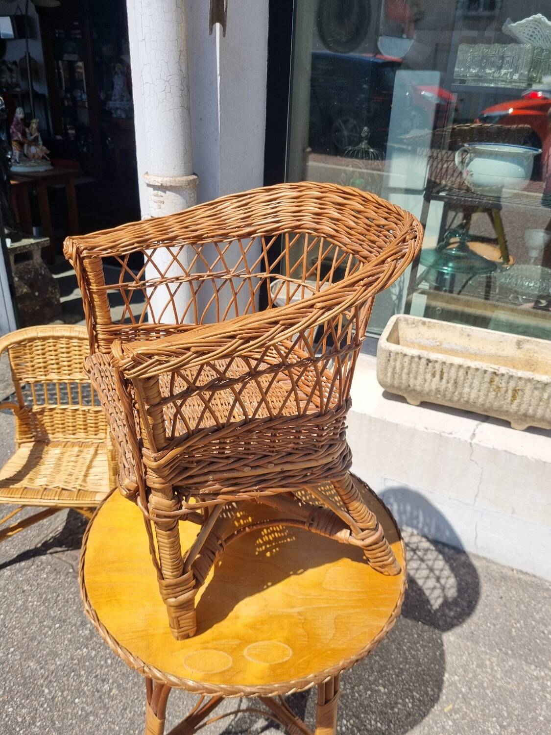 Salon enfant vintage rotin