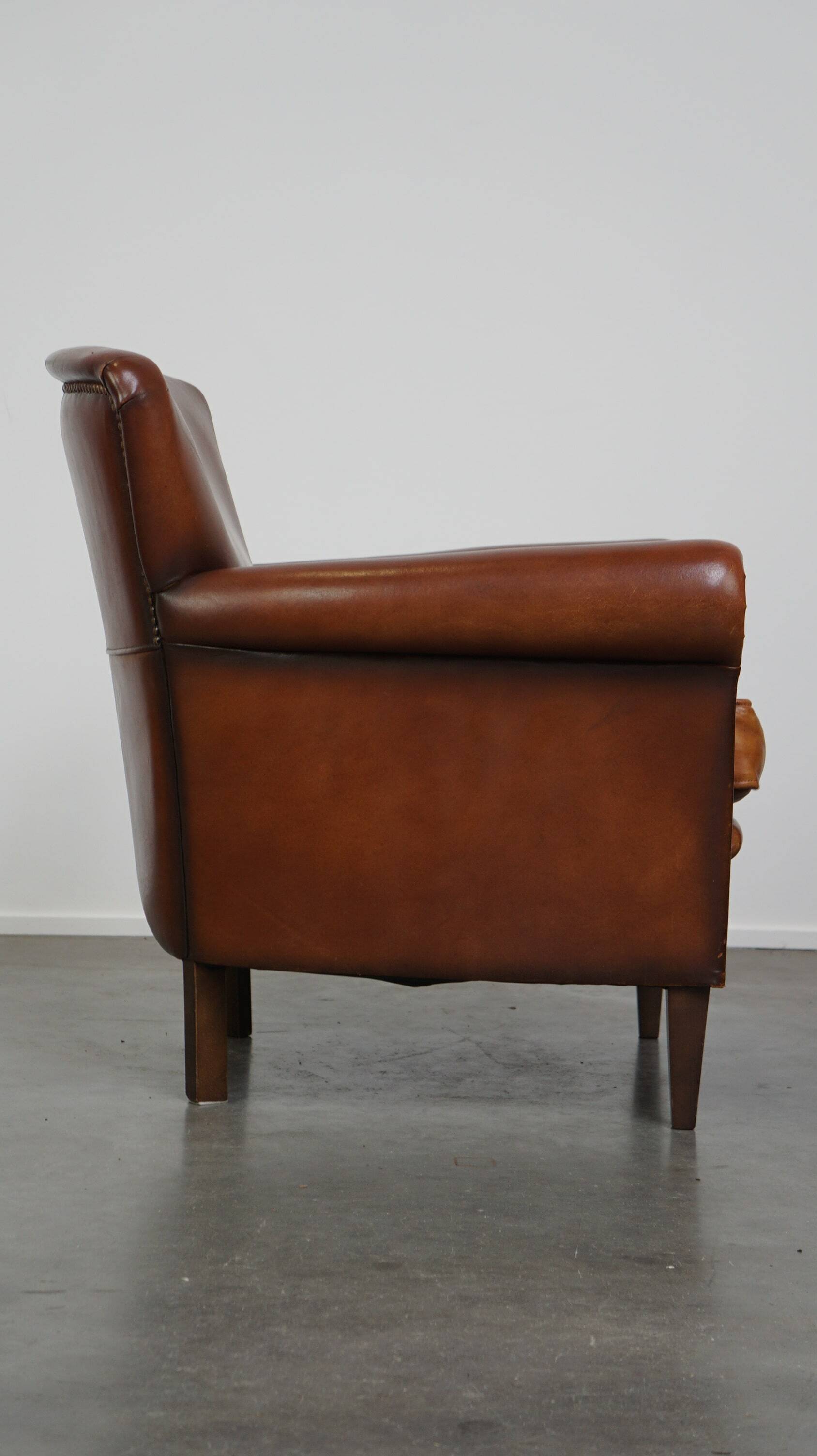 Classic brown sheepskin armchair