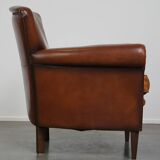 Classic brown sheepskin armchair