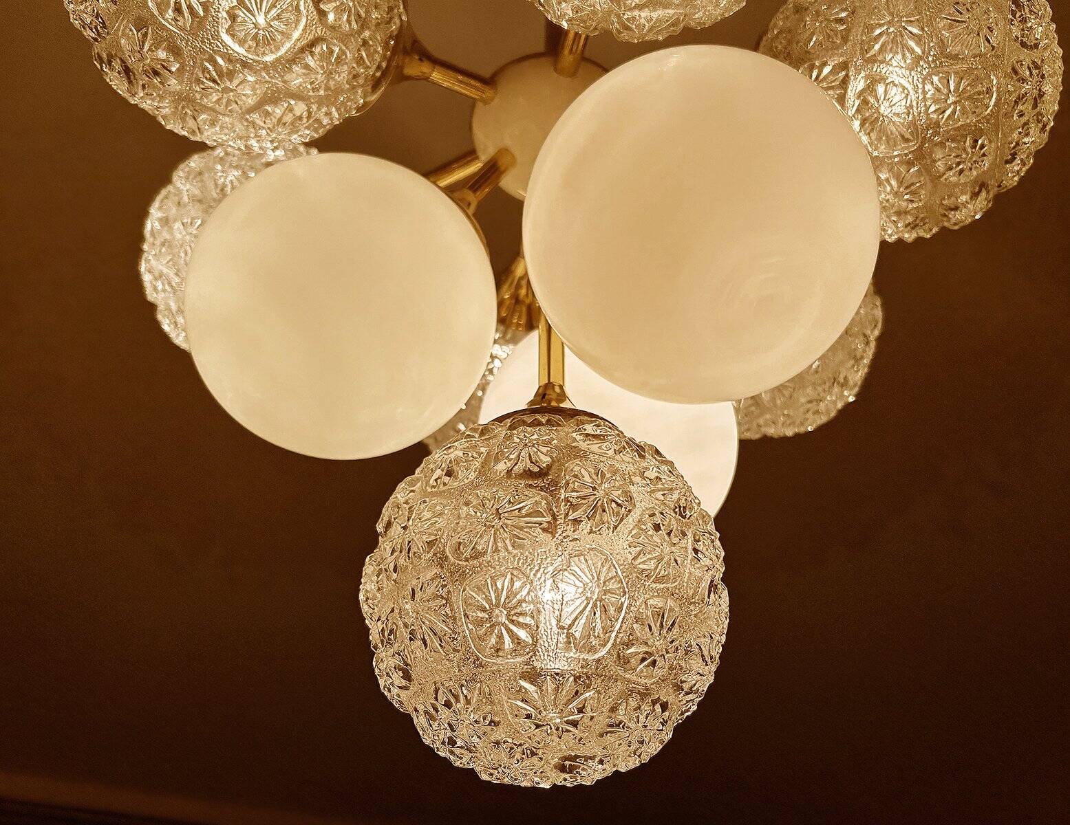 Large  Vintage Glass Pendant Light, 1960s