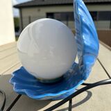 Vintage blue opaline shell lamp