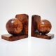 Art Deco bookends in polished solid burl wood