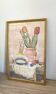 Watercolour still life from the 1970s under glass.