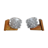 Pair of solid pine wall lamps