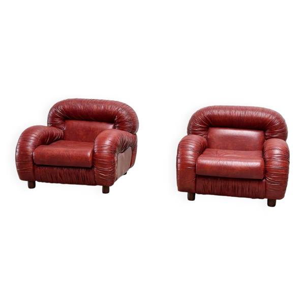 Ensemble de deux chaises longues italiennes bordeaux
