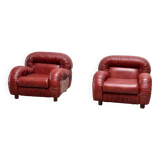 Set of two bordeaux Italian lounge chairs