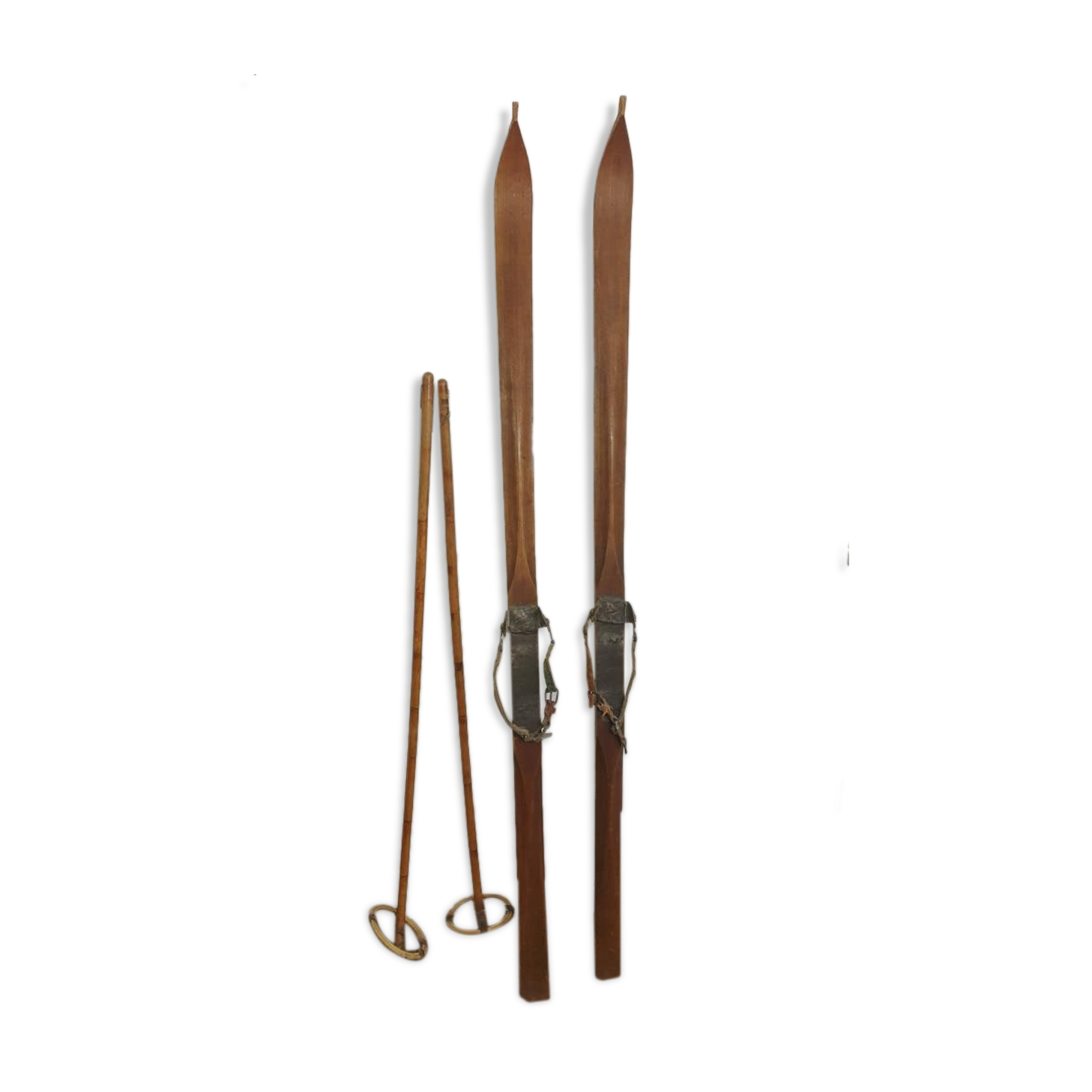 Old pair of wooden skis - vintage sport