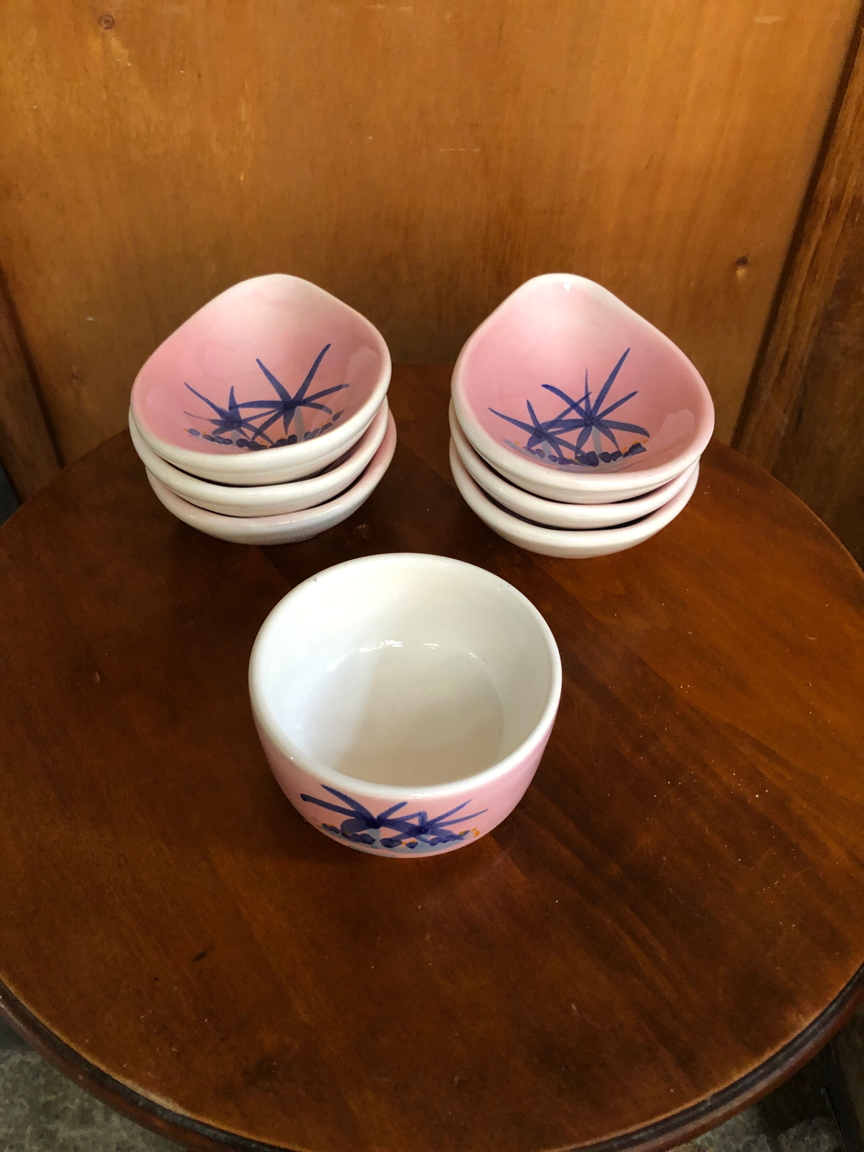 Old aperitif service vallauris bowl & 5 cups ceramic