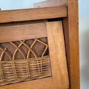 Commode bois et rotin vintage