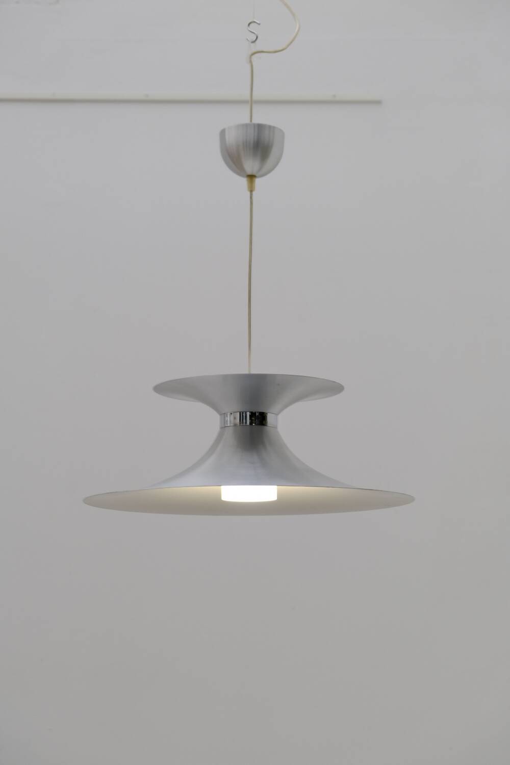 Scandinavian chandelier by MARKSLÖJD in aluminum and opaline, Sweden 1970