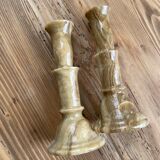 Set 2 old onyx candlesticks