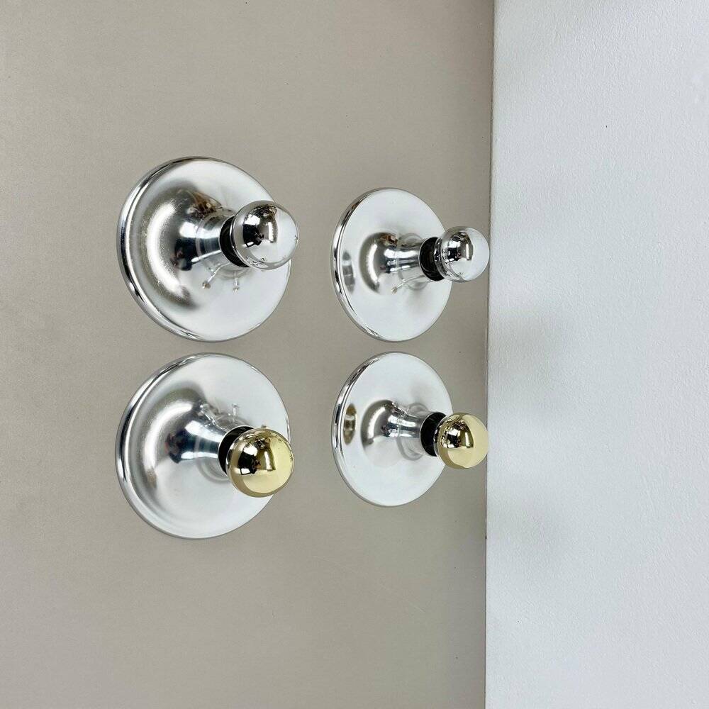Silver disc wall lamps by Charlotte Perriand, Germany, 1970s, set of 4