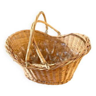 Wicker basket with double handles