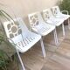 Lot de 4 fauteuils empilables années 60-70 en métal et plastique jardin