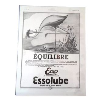 Une publicité papier illustrateur Jacques Blein huile  Esso  issue revue année 1936