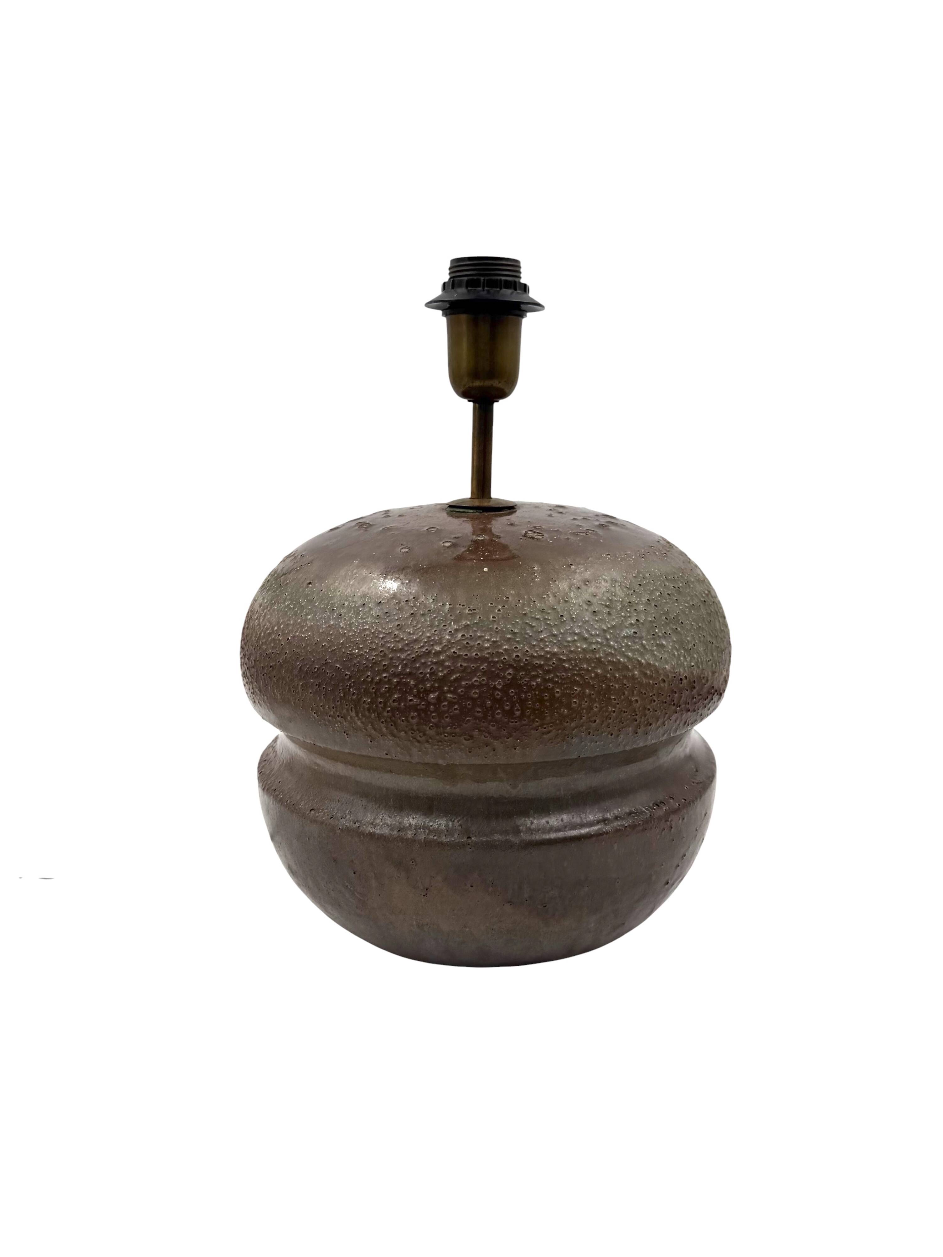 Mid-century modern brown ceramic lamp base,  France 1960s