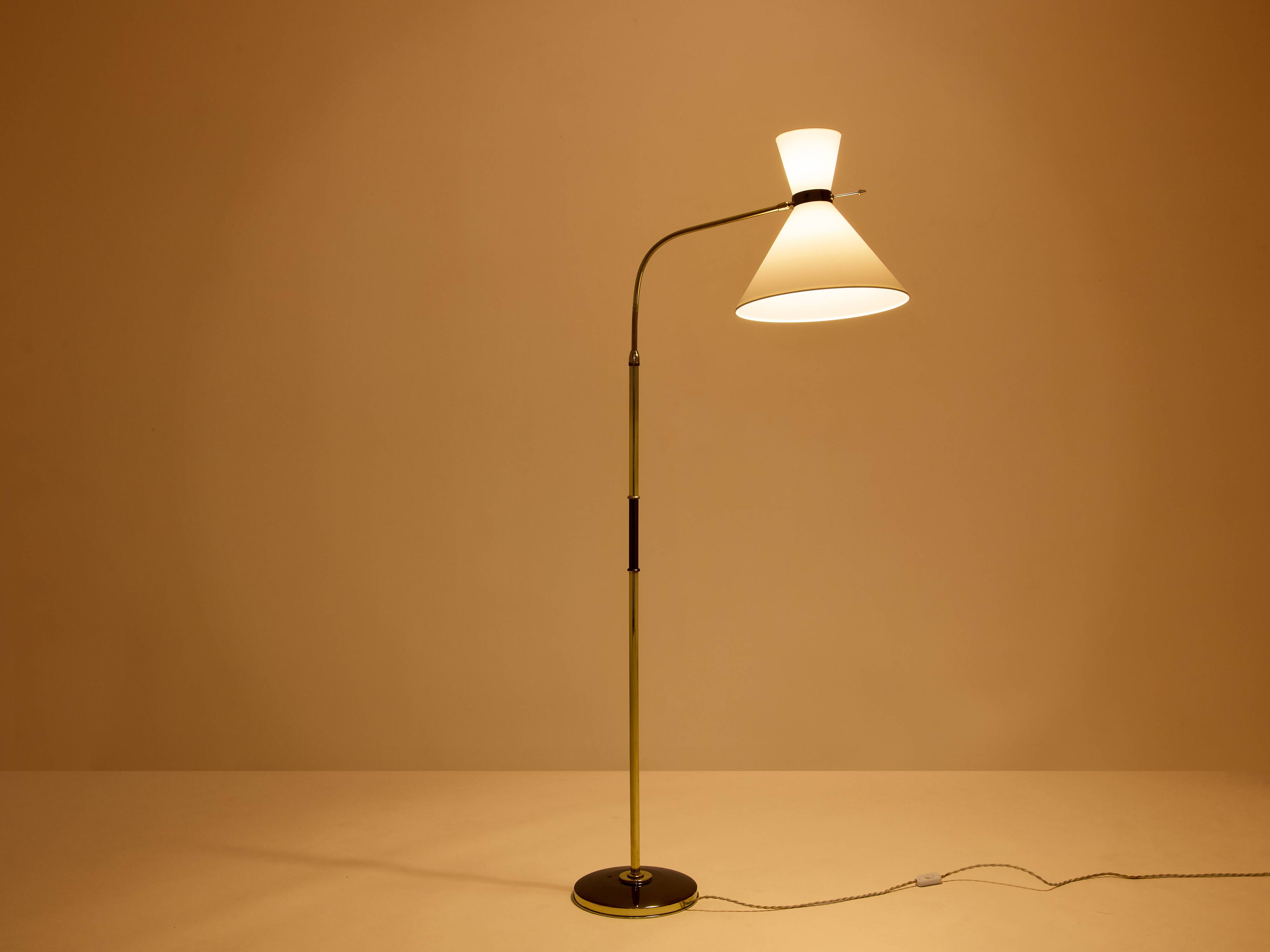Maison Lunel lampadaire diabolo laiton canon de fusil vers 1950