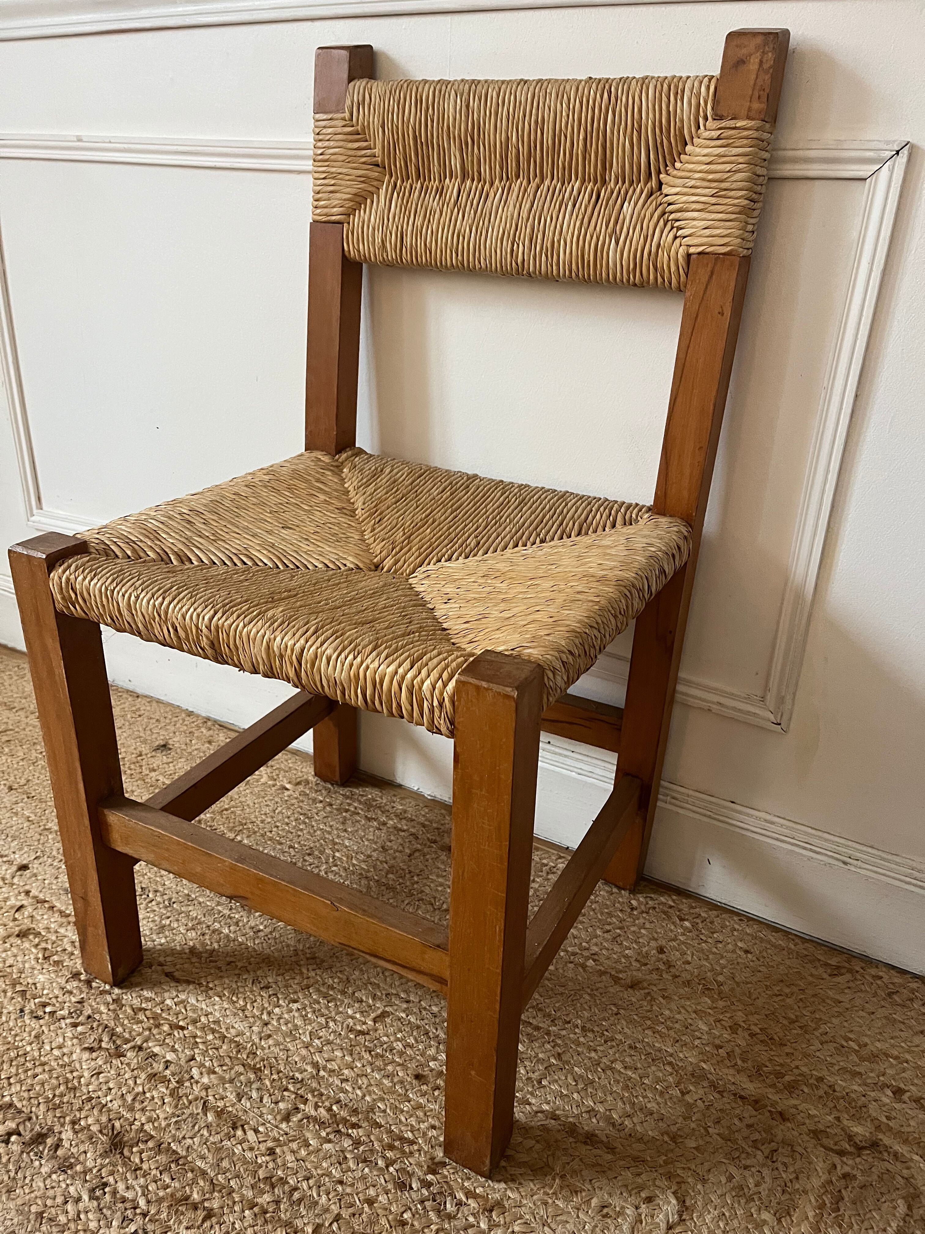 Brutalist straw chair