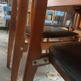 6 vintage leatherette chairs and wood