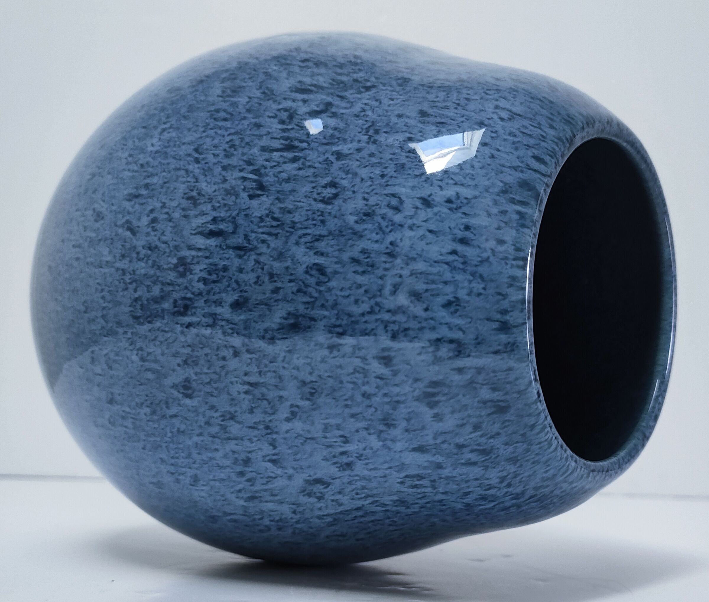 Blue design glazed ceramic vase Holland 90s