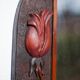 Antique wood mirror, art deco mirror, carved wood mirror tulip patterns, wall mirror, art deco
