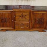 Large sideboard in walnut, black marble