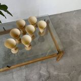 Scandinavian table blond teak and glass 60
