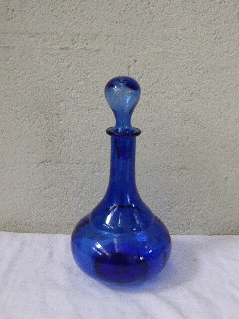 Vintage blue glass carafe