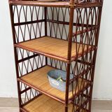 Vintage rattan bookcase shelf
