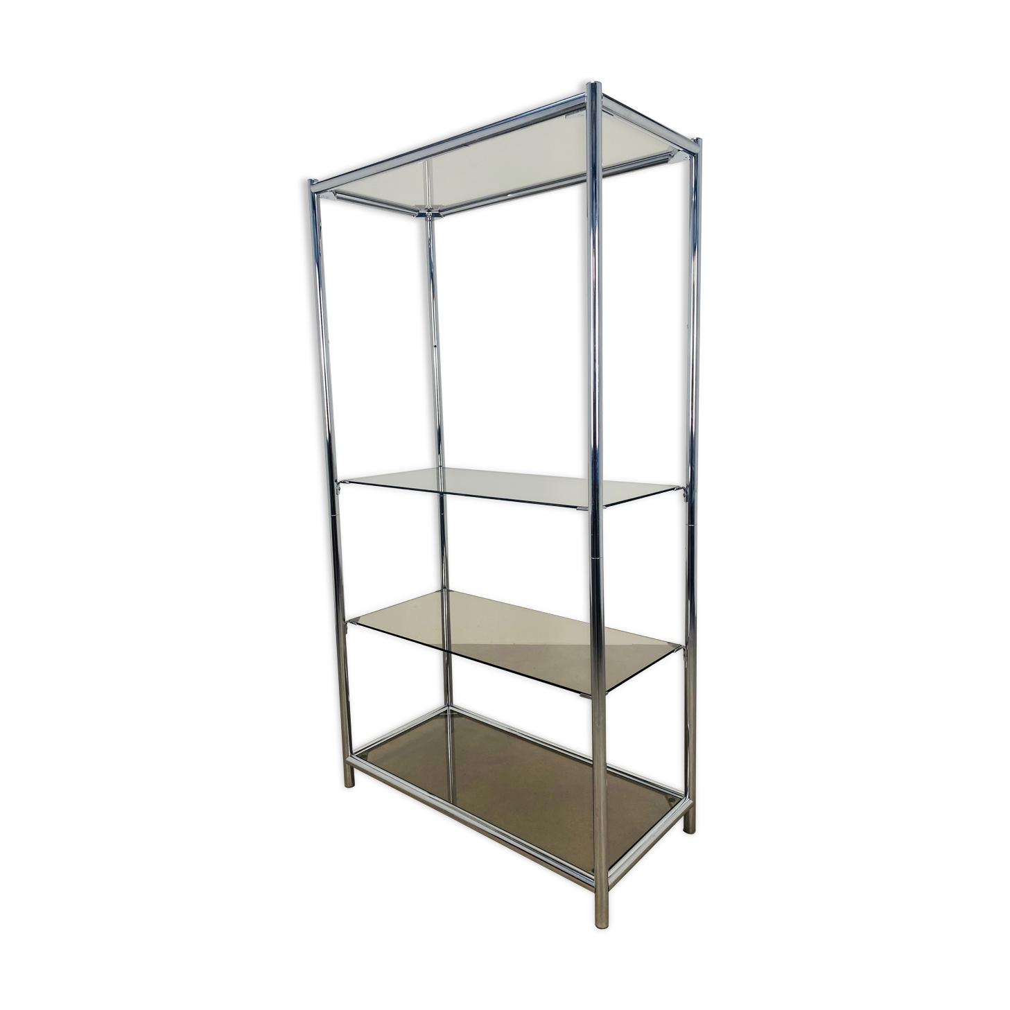 Shelf chrome and smoked glass 70s