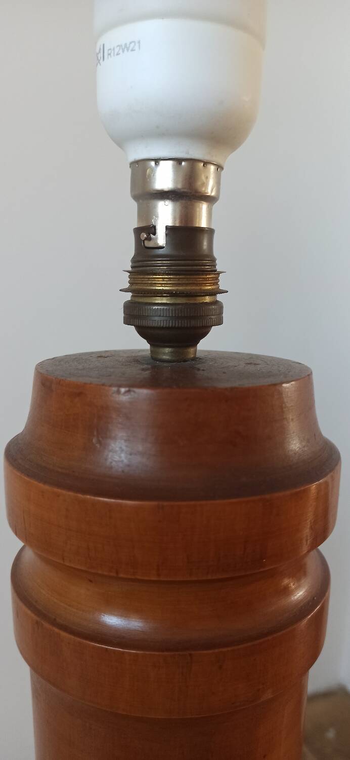Floor lamp - vintage turned wood side table from the 60s