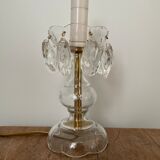 Pied de lampe en verre et laiton