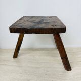Brutalist solid wood side table , 1970s
