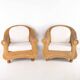 Pair of woven wicker armchairs