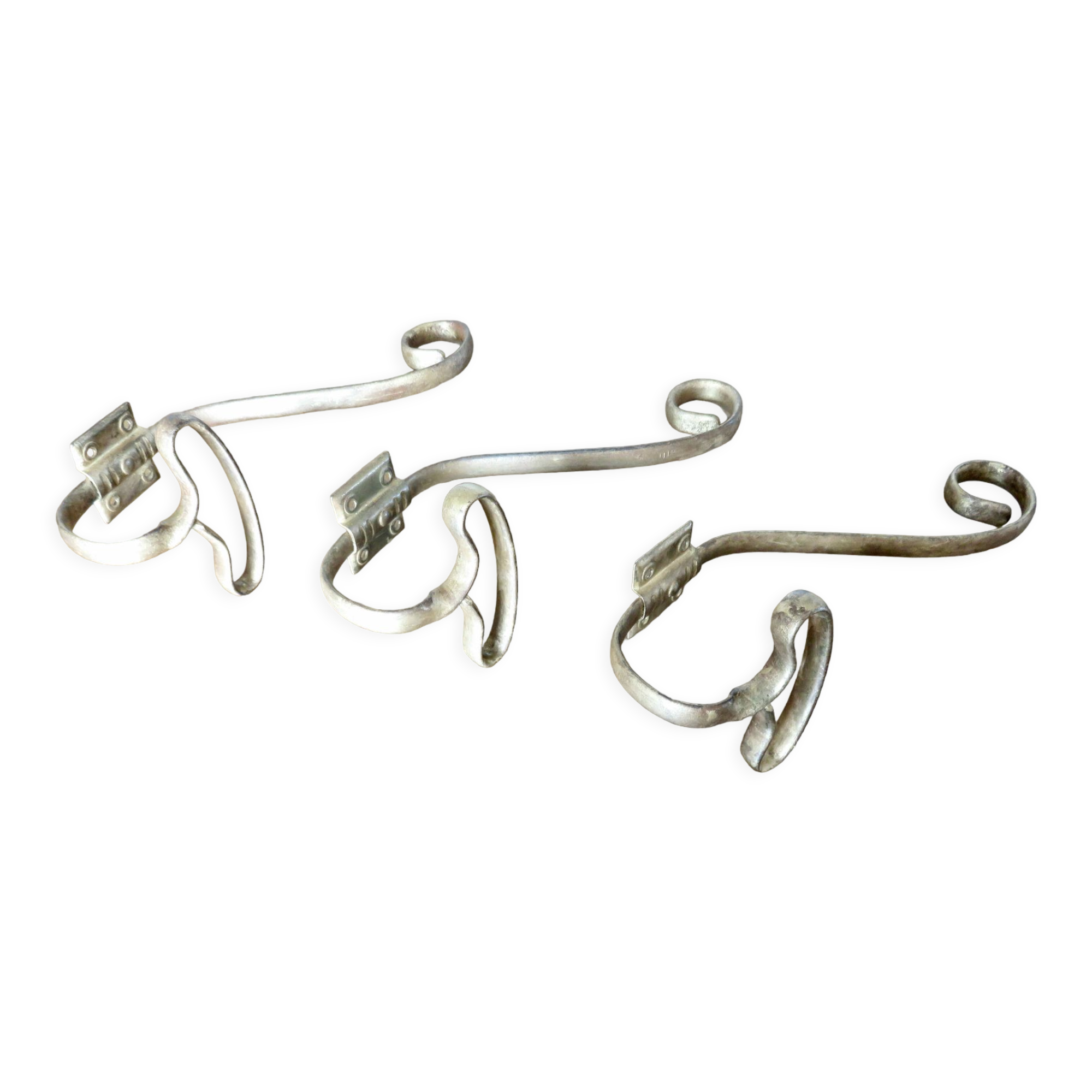 Series of 3 gilded metal hooks 40s 50s