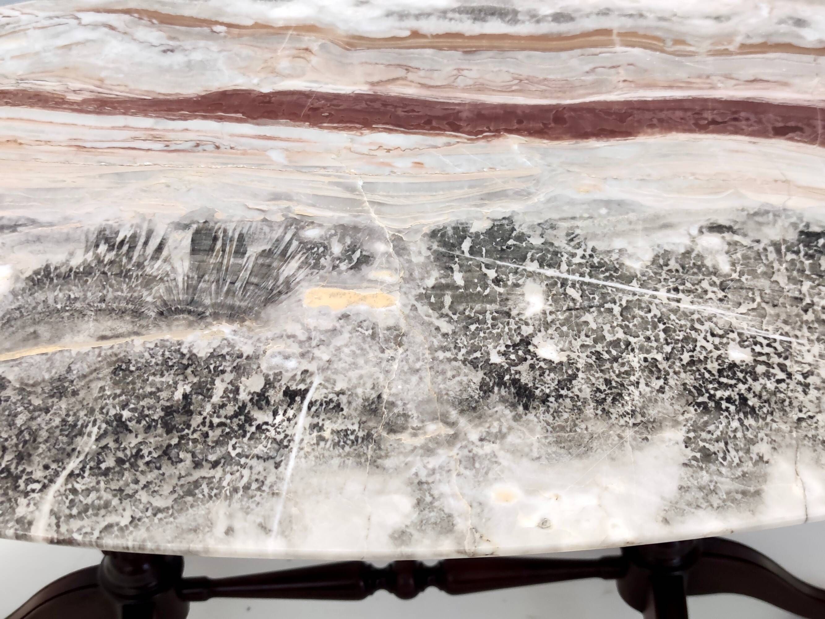 Vintage Beech Coffee Table Ascribable to Paolo Buffa with an Oval Red Onyx Top