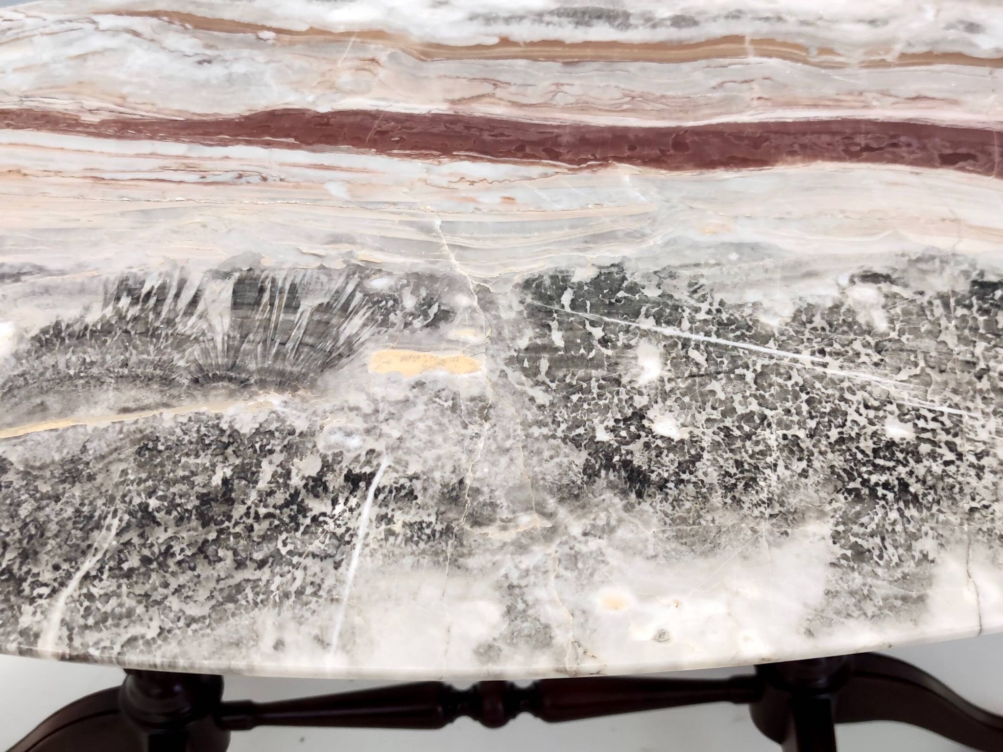 Vintage Beech Coffee Table Ascribable to Paolo Buffa with an Oval Red Onyx Top
