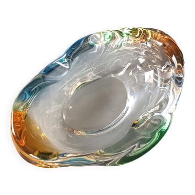 Cendrier en verre sommerso de Murano forme libre vintage