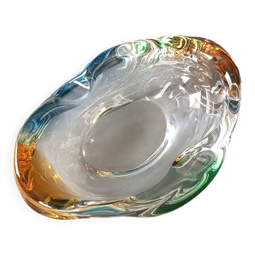 Cendrier en verre sommerso de Murano forme libre vintage