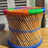 Bamboo stool and ethnic and bohemian rope